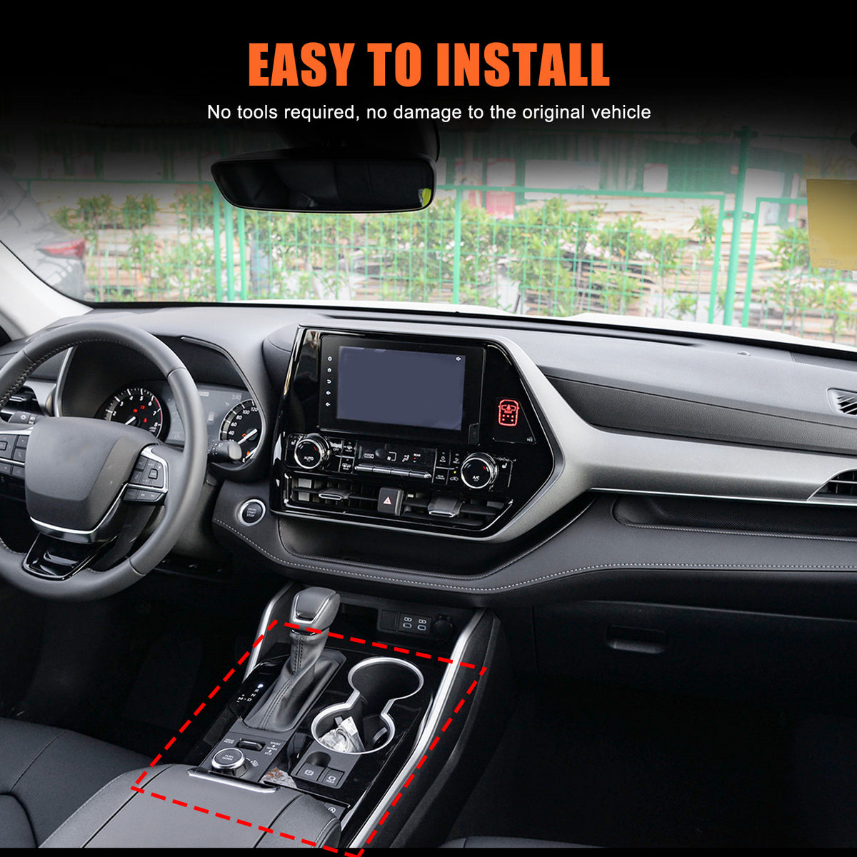 ABS Carbon Fiber Center gear shift trim cover for Toyota Highlander 2022-2024 13