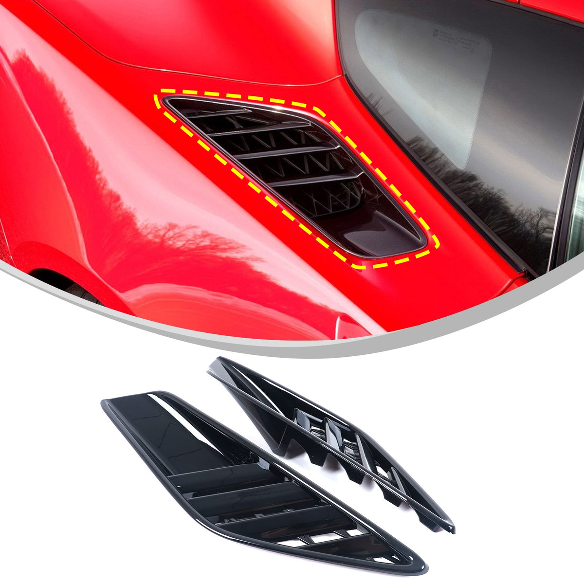 Piano Black ABS Rear Fender Air Intake Frame Trim For Corvette C7 2014-2019 US 21