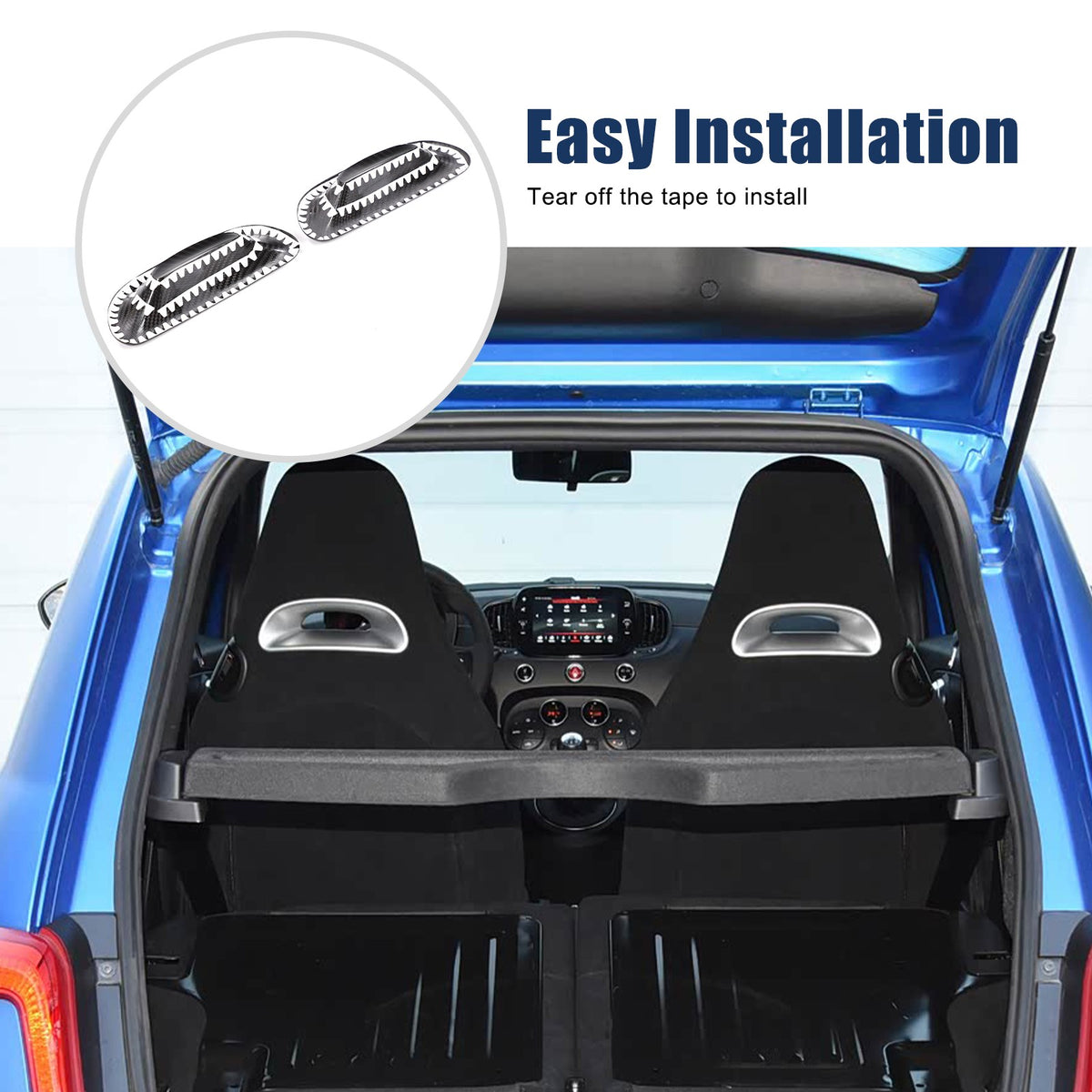 Real Carbon Fiber Front Rear Seat Back Trim For Fiat 500 Abarth 595 2016-2024 13