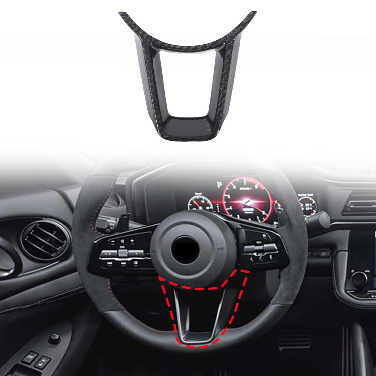 Real Carbon Fiber Steering Wheel U Type Cover Trim For Nissan Z RZ34 400Z 2023+ 1