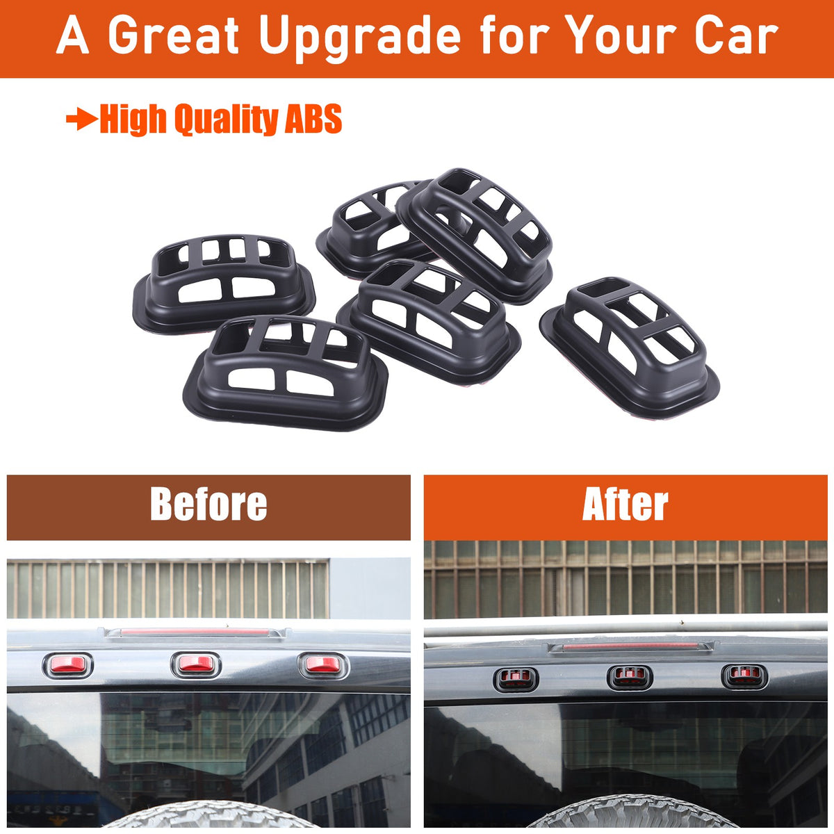 Matte Black ABS Roof Light Cover For Hummer H2 2003-2009 20