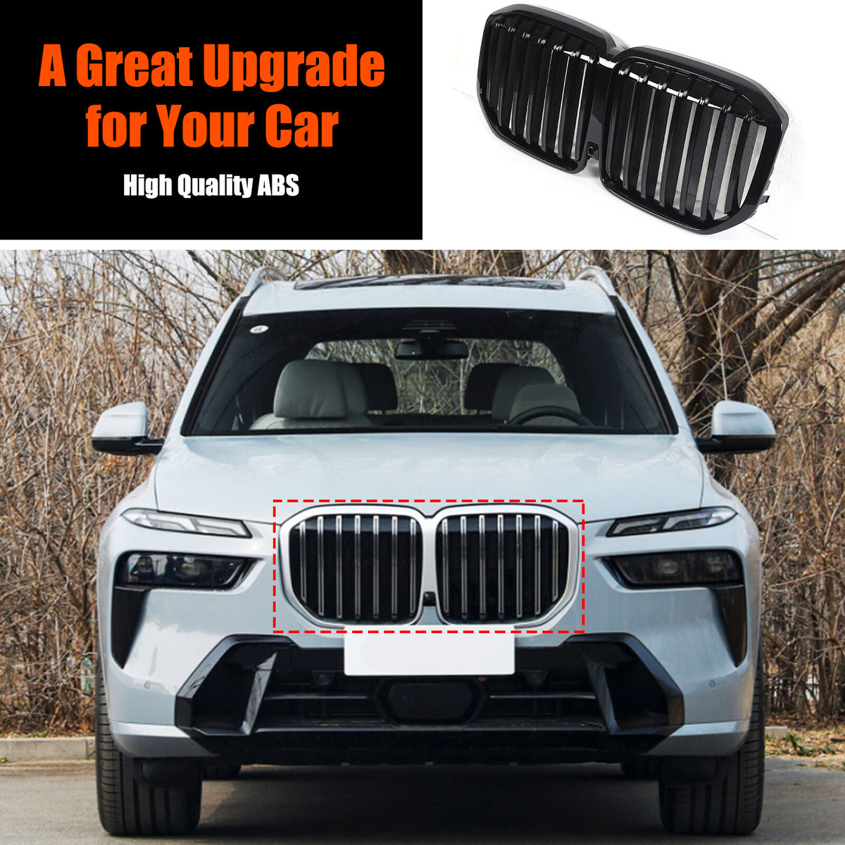Glossy Black Car Front Bumper Line Kidney Grille Grill For BMW X7 G07 2023-2024 17