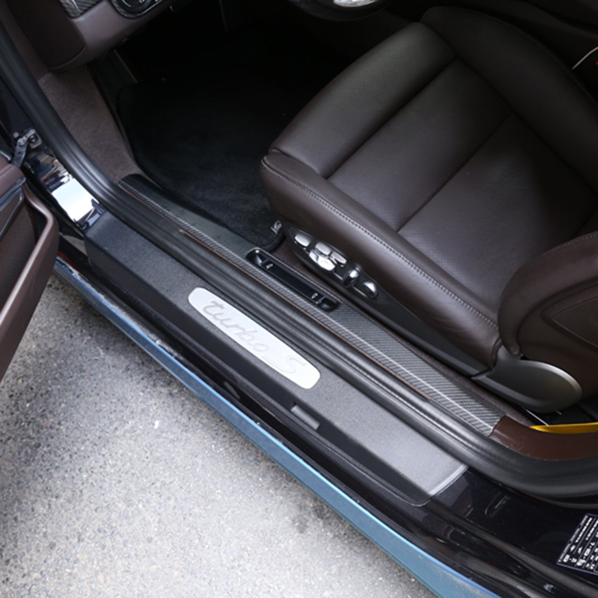 Matte Real Carbon Fiber Inner Door Sill Trim For Porsche 718 982 911 991 2016-19 3
