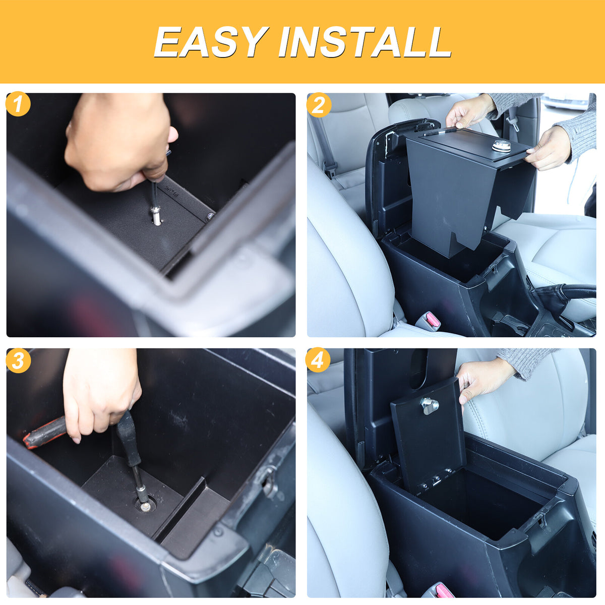 Locking Center Armrest Vault Safe Storage Box For Toyota Prado FJ120 03-09 14