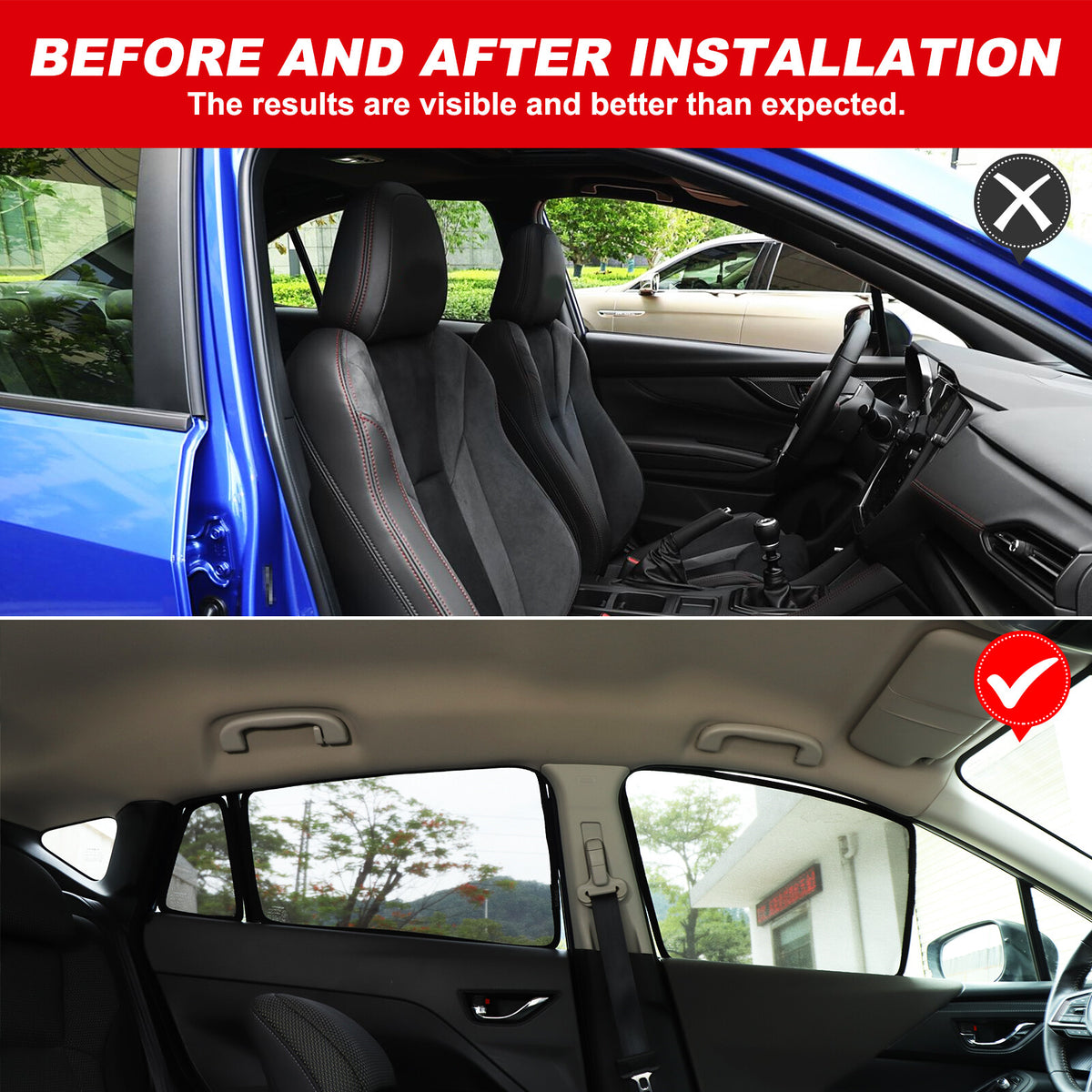 Full Car Window Screen Sun Shade Mesh Cover Windshield for Subaru Crosstrek 24+ 21