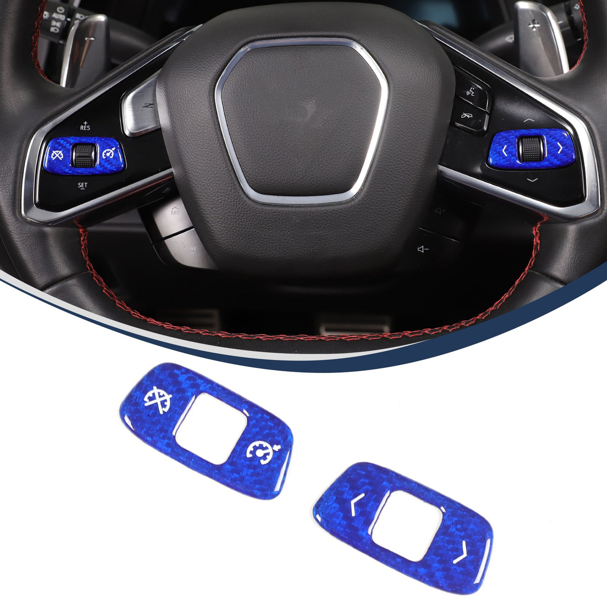Blue Real Carbon Fiber Full Interior Set Decor Trim Kit for Corvette C8 20-25 - Variants 31-33 12