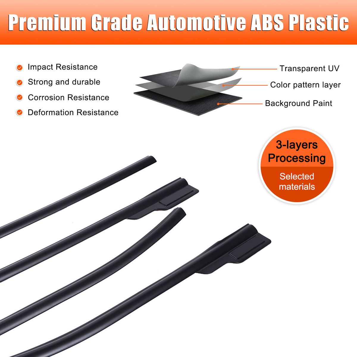 Black Car Window Bottom Strip Cover Trim For Ford Ranger 2015-2021 16