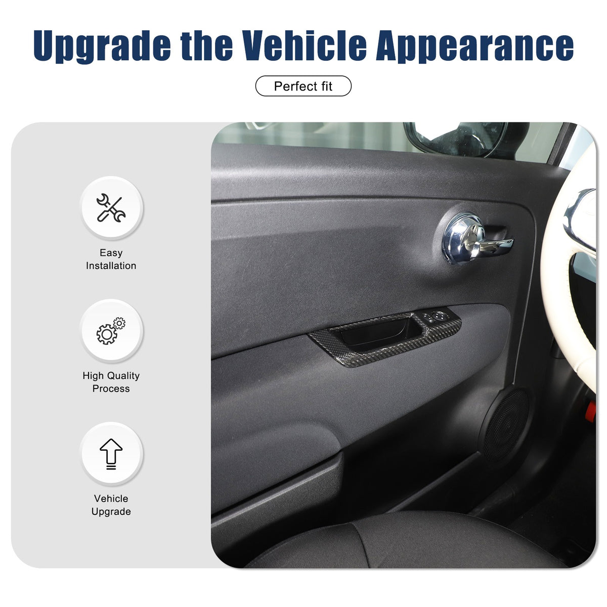 Real Carbon Fiber Mirror Adjustment Panel Trim For Fiat 500 312 2010-2022 19