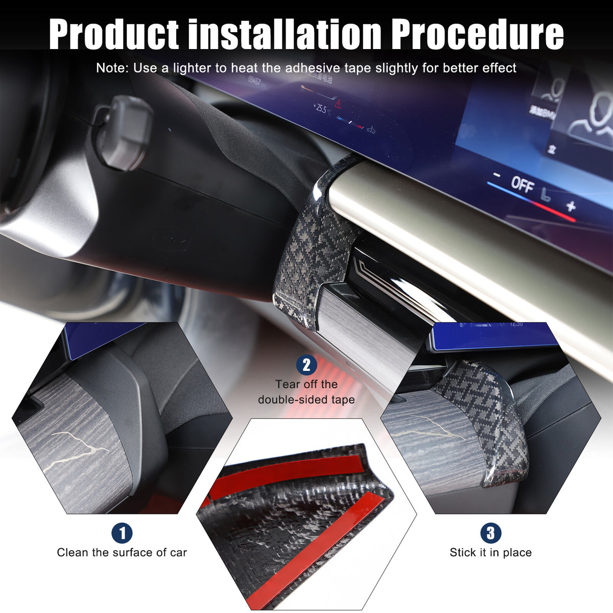 X Real Carbon Fiber Dashboard Console Side Trim For BMW 5 Series G60 2024+ 19