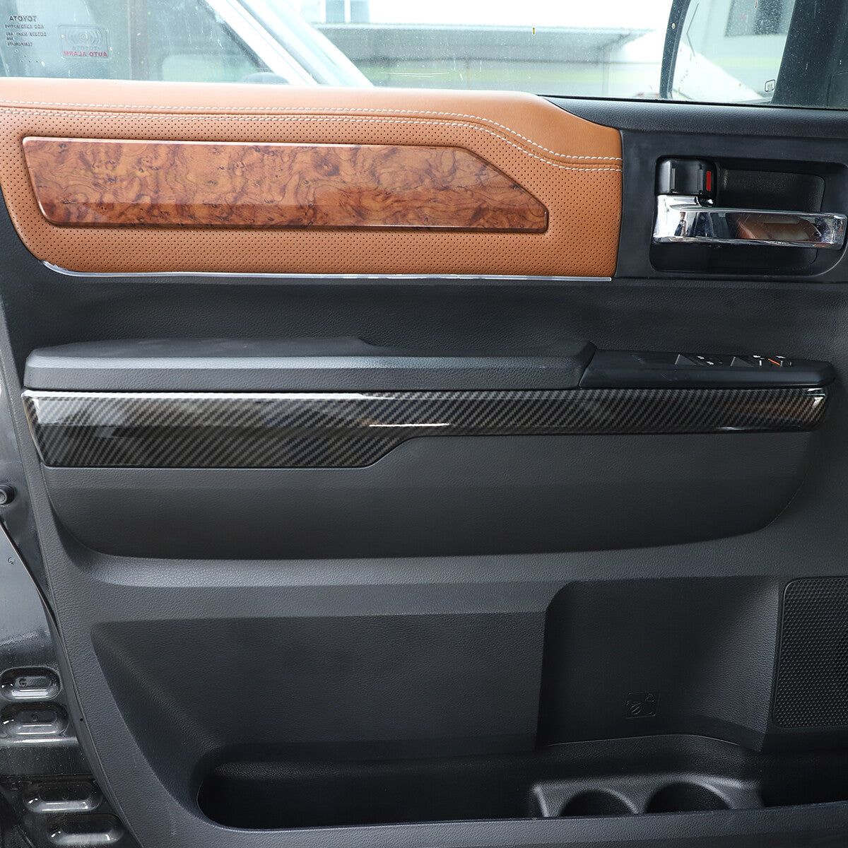 ABS Carbon Fiber Inner Door Panel Trim For Toyota Tundra Crew Cab 2014-2020 8