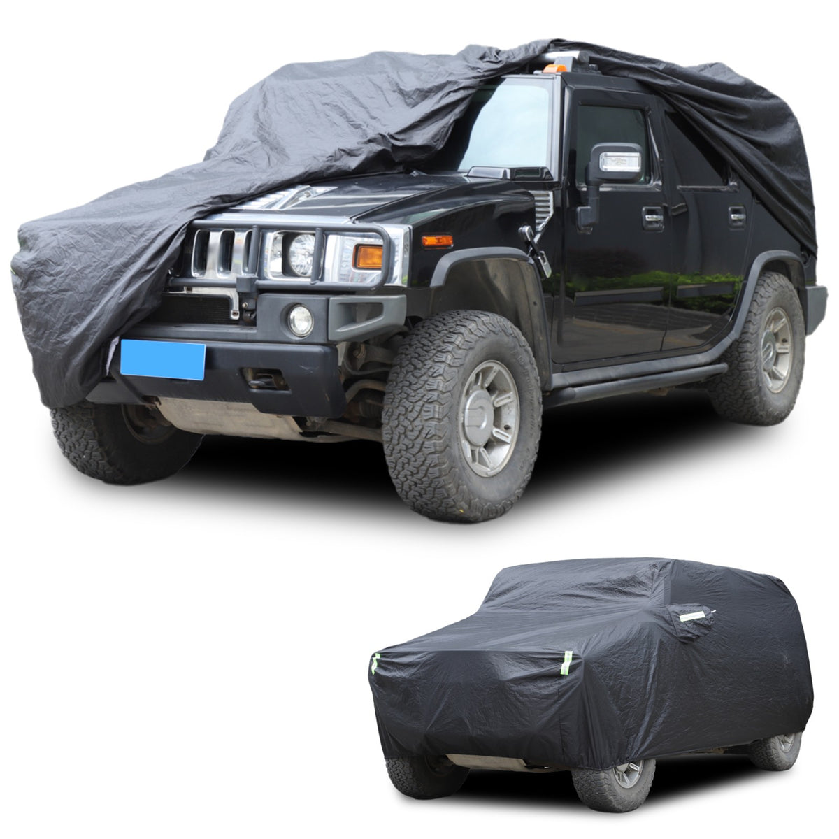 Black Full Car Cover Outdoor Waterproof Sun Car Cover For Hummer H2 2003-2009 1