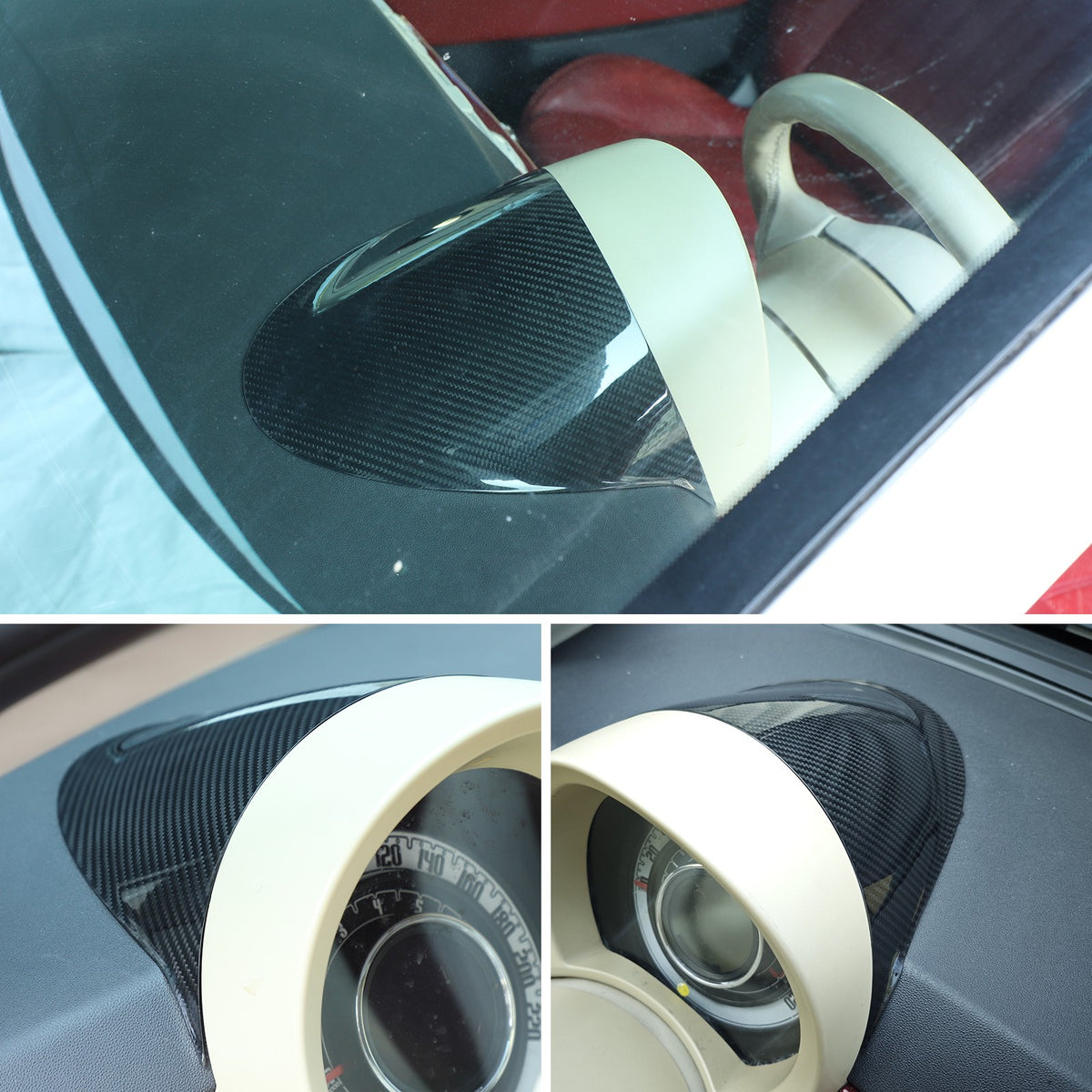 Real Carbon Fiber Dashboard Instrument Upper Trim For Fiat 500 312 2007-15 18