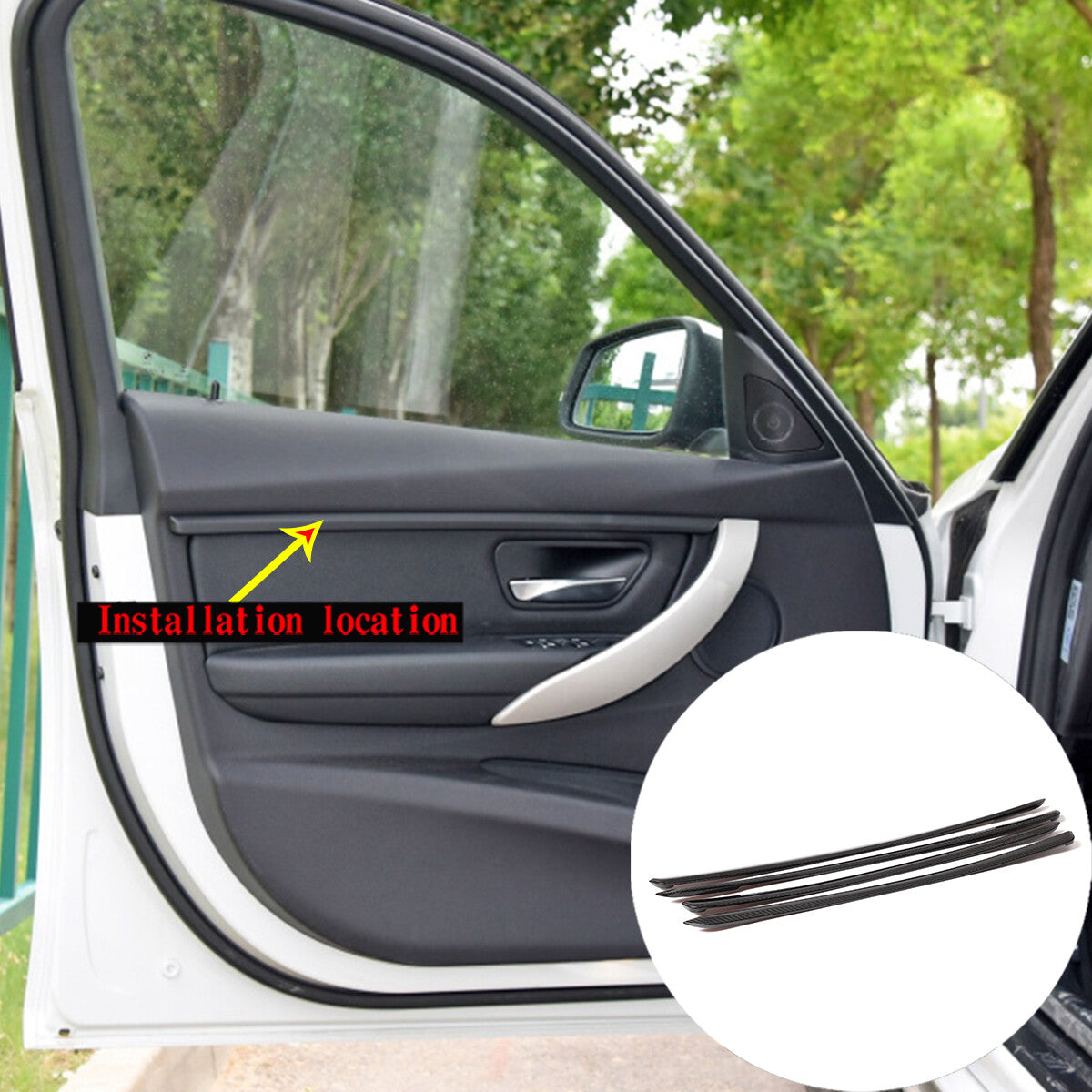 Real Carbon Fiber Inner Door Panel Strip Trim For BMW 3 4 Series GT 2013-2020 6