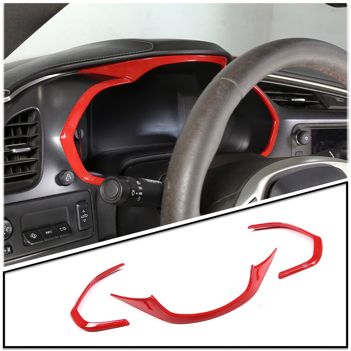 Sports Red ABS Interior Decoration Cover Trim Kit For Corvette C7 2014-19 - Styles 1-5 43