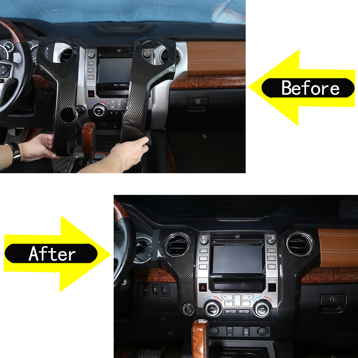 For Toyota Tundra 14-21 Carbon Fiber Color Black Side Air Vent Outlet Cover Trim 4