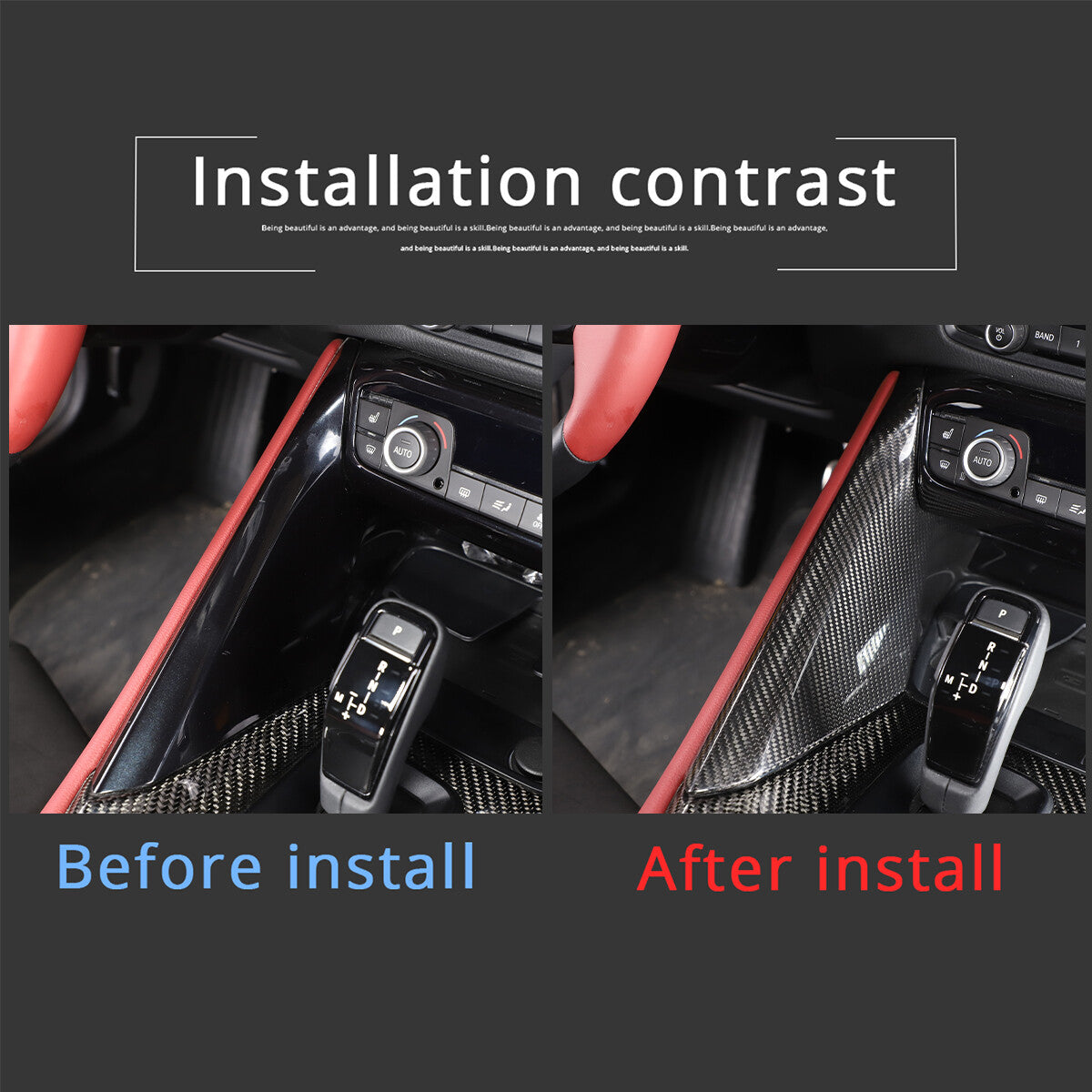 Real Carbon Fiber Center Gear Shift Panel Set Interior Trim For GR Supra 20-22 10