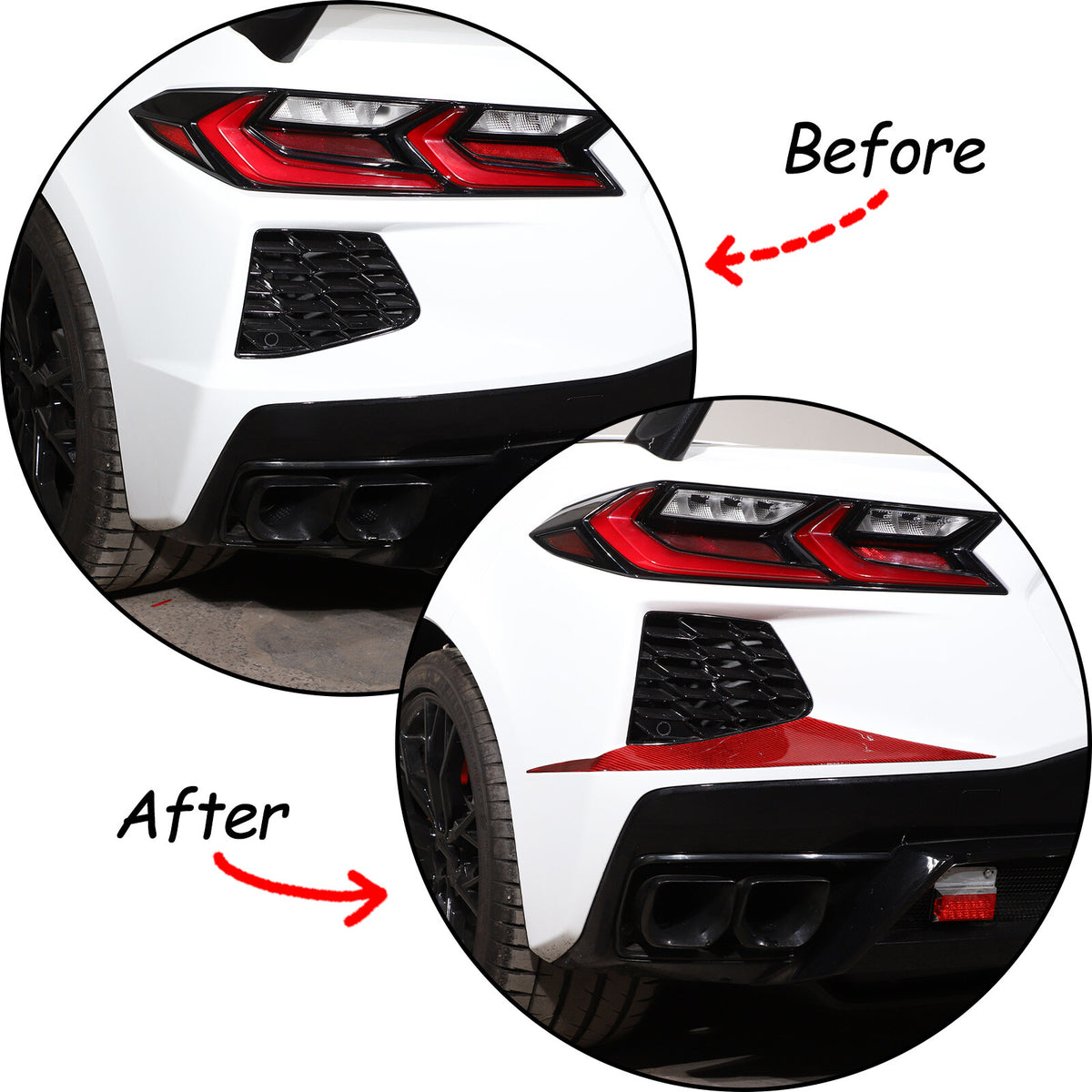 Red Carbon fiber Rear Bumper Air Intake Panel Trim Sticker For Corvette C8 20-26 3