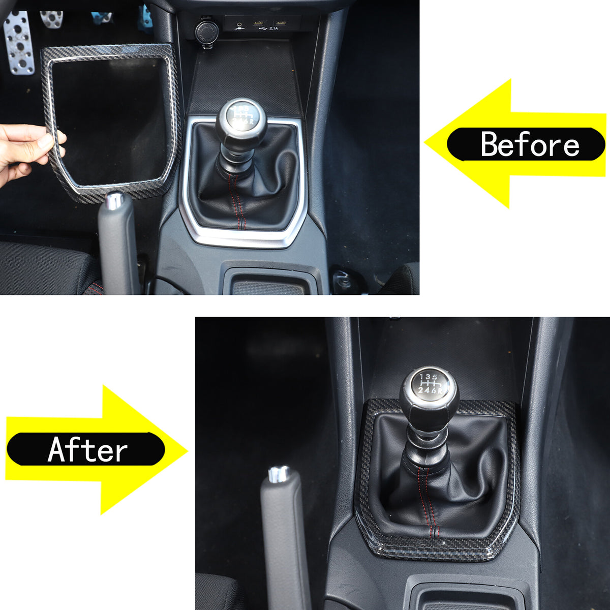 Real Carbon fiber Center Gear Shift Panel trim Cover for Subaru WRX VB MT 22+ 11