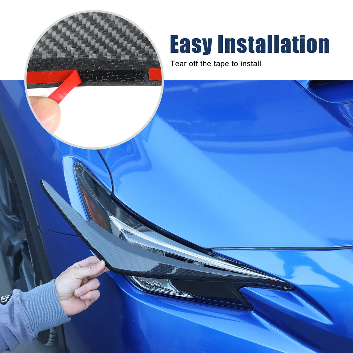 Real Carbon Fiber Front Headlight Eyebrow Trim For Subaru WRX/Levorg 2022-2023 18