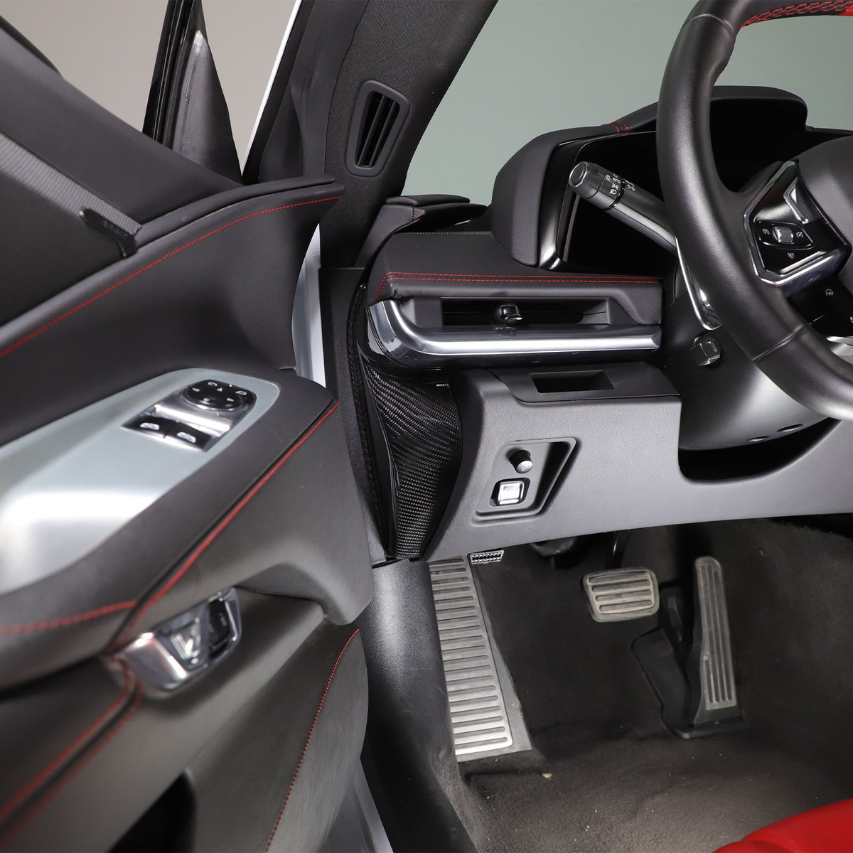 Real Carbon Fiber Interior Door Pillar Trim Cover For Corvette C8 2020+ 12