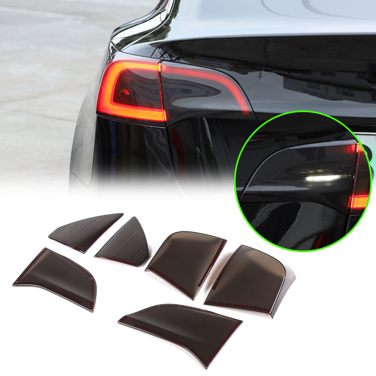 Smoked Headlight & Taillight Cover Trim For Tesla Model 3 2017-22 Model Y 21-24 15