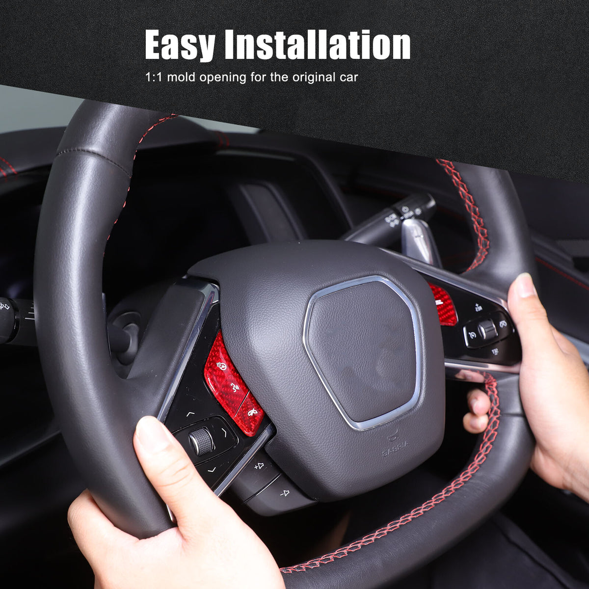 Red Real Carbon Fiber Full Interior Set Decor Trim Kit for Corvette C8 20-25 2