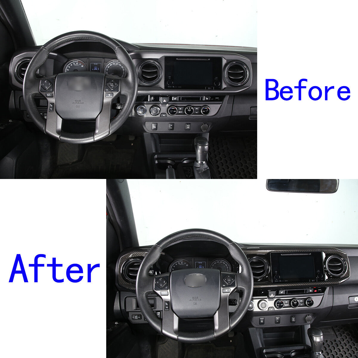 ABS Carbon Dashboard U Shape Air Vent Outlet Cover trim For Toyota Tacoma 16-23 14