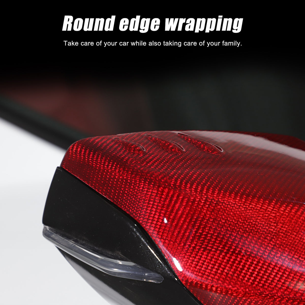 Red Real Carbon Fiber Side Mirror Cover Trim W/Air Vent For Corvette C8 2020+ 10