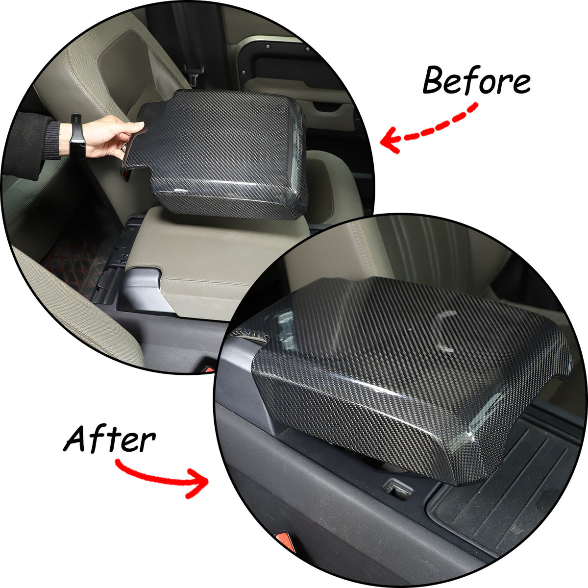 Real Carbon Fiber Center Console Armrest Box Cover For LR Defender 90 110 20-24 18