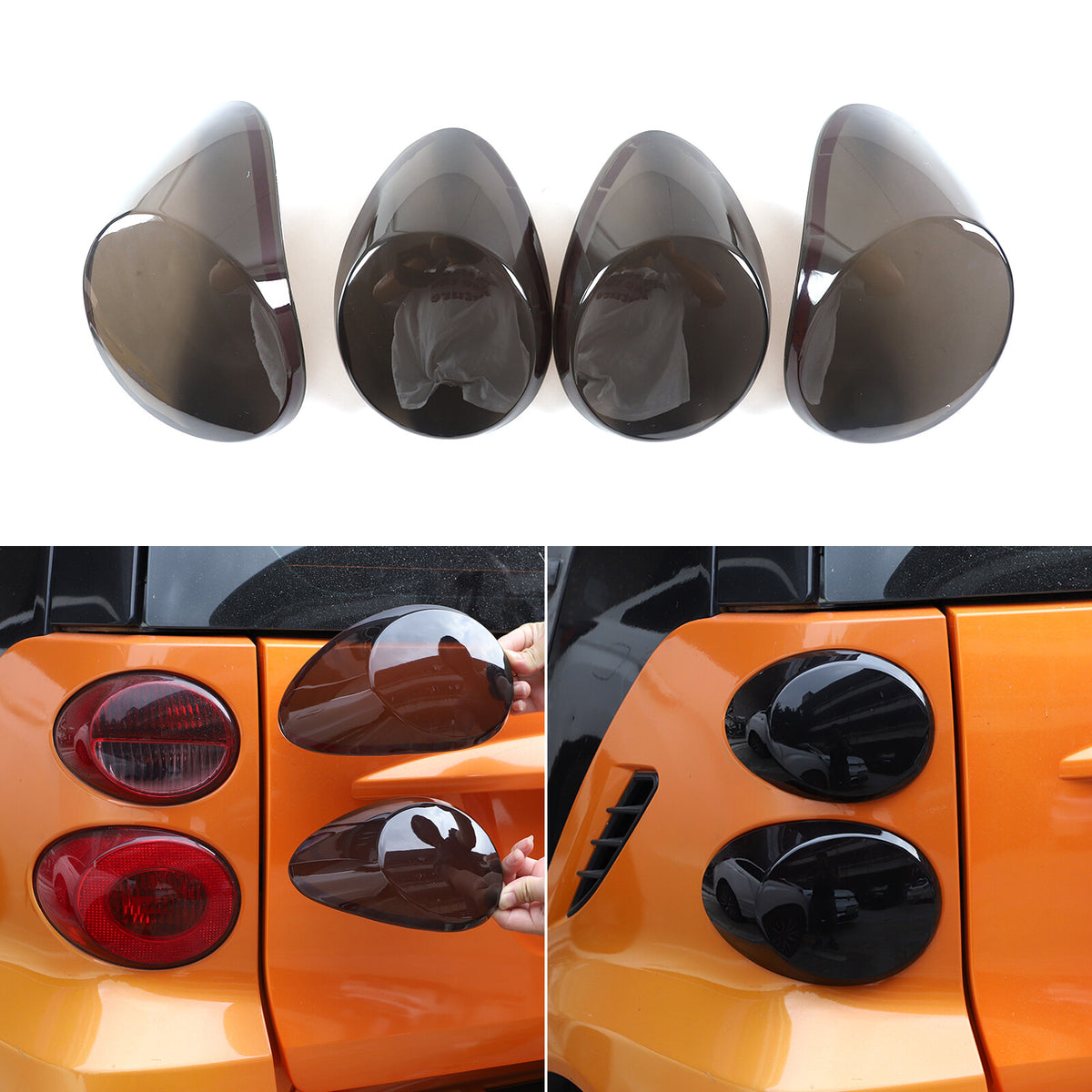 Smoked Rear Tail Light Guard Cover Trim Bezel For Smart Fortwo 451 09-15 US 20