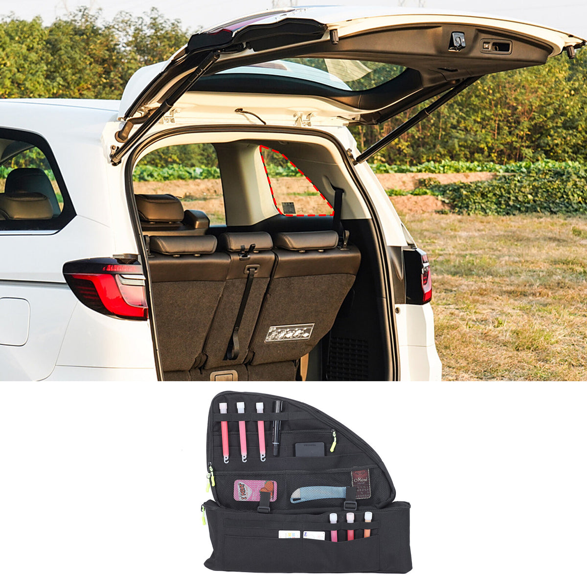Black Rear Trunk Right Side Storage Bag Organizer For Honda Odyssey RB3 2014-24 7