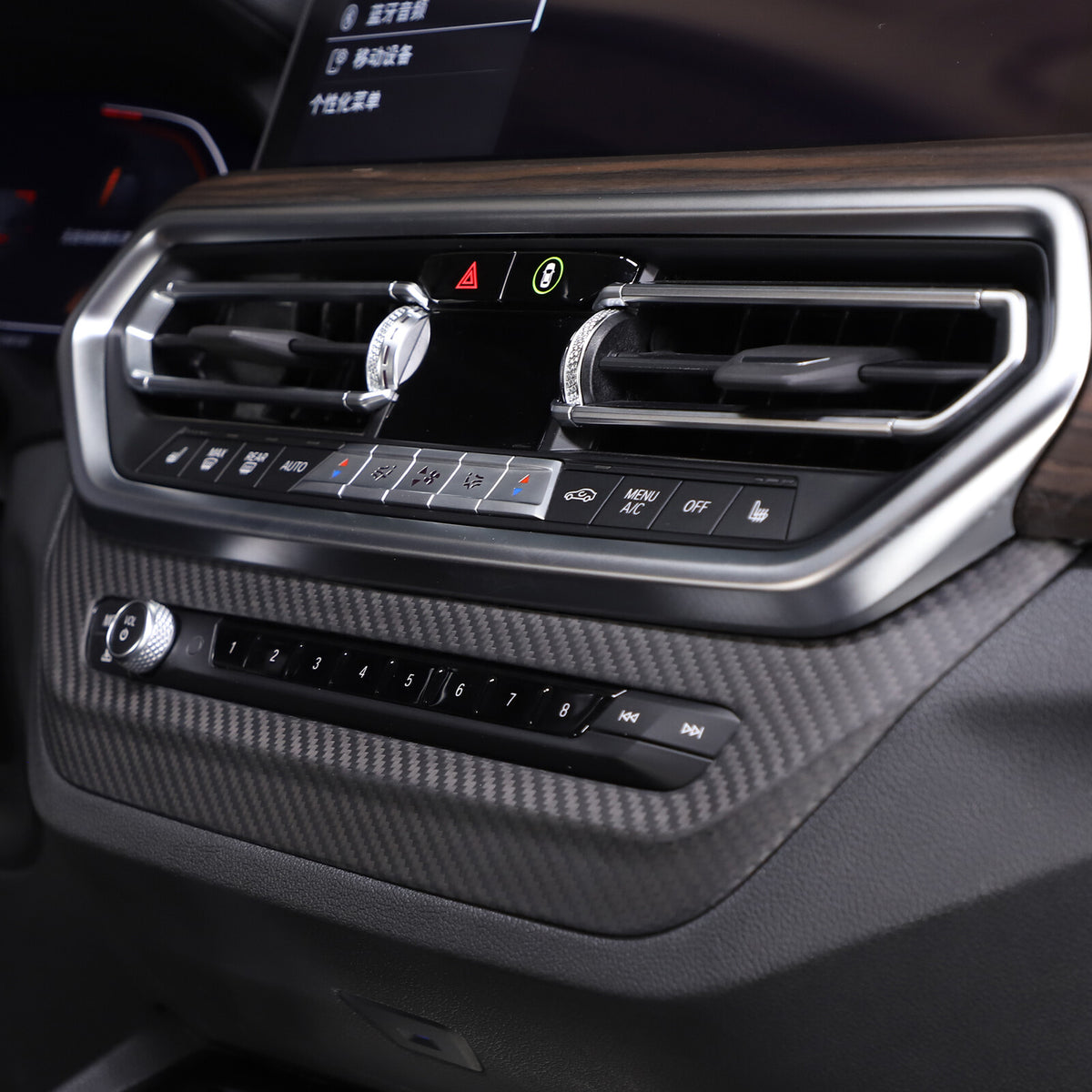 Matte Real Carbon Fiber Air Vent Switch Adjust Cover Trim For BMW X3 G01 2022-23 14