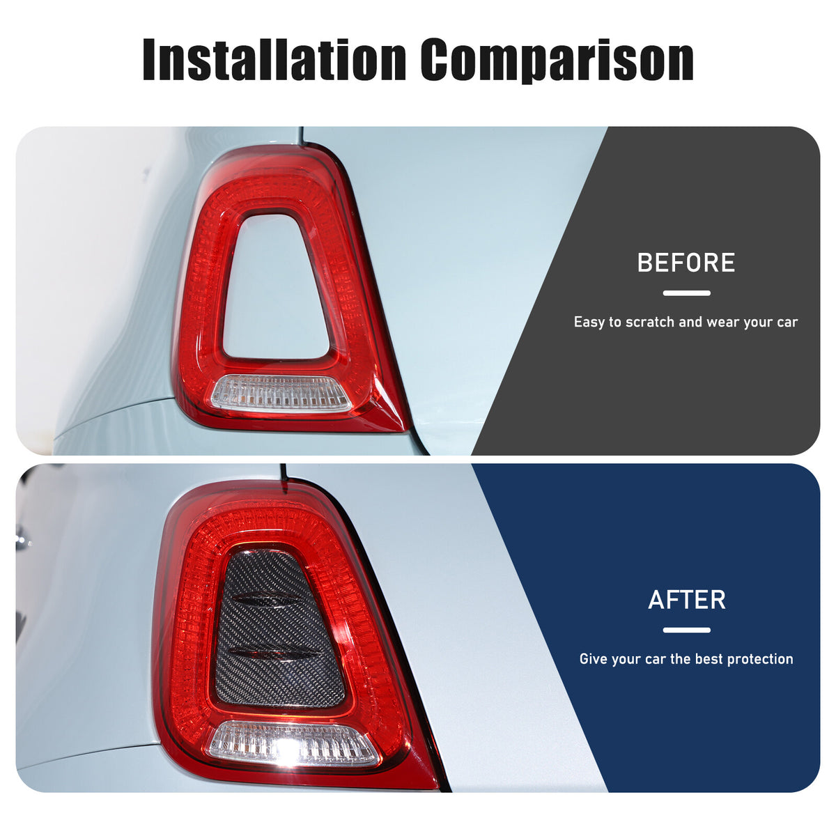 Real Carbon Fiber Rear Taillight Panel Trim For Fiat 500 Abarth 595 695 2016+ 2