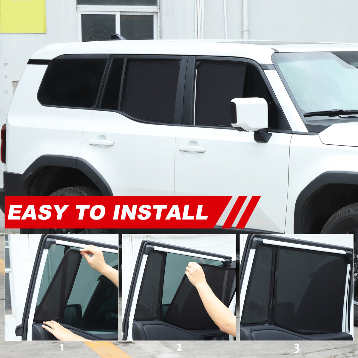 Window Screen Sun Shade Mesh Cover Windshield For Toyota Land Cruiser LC250 24+ 10