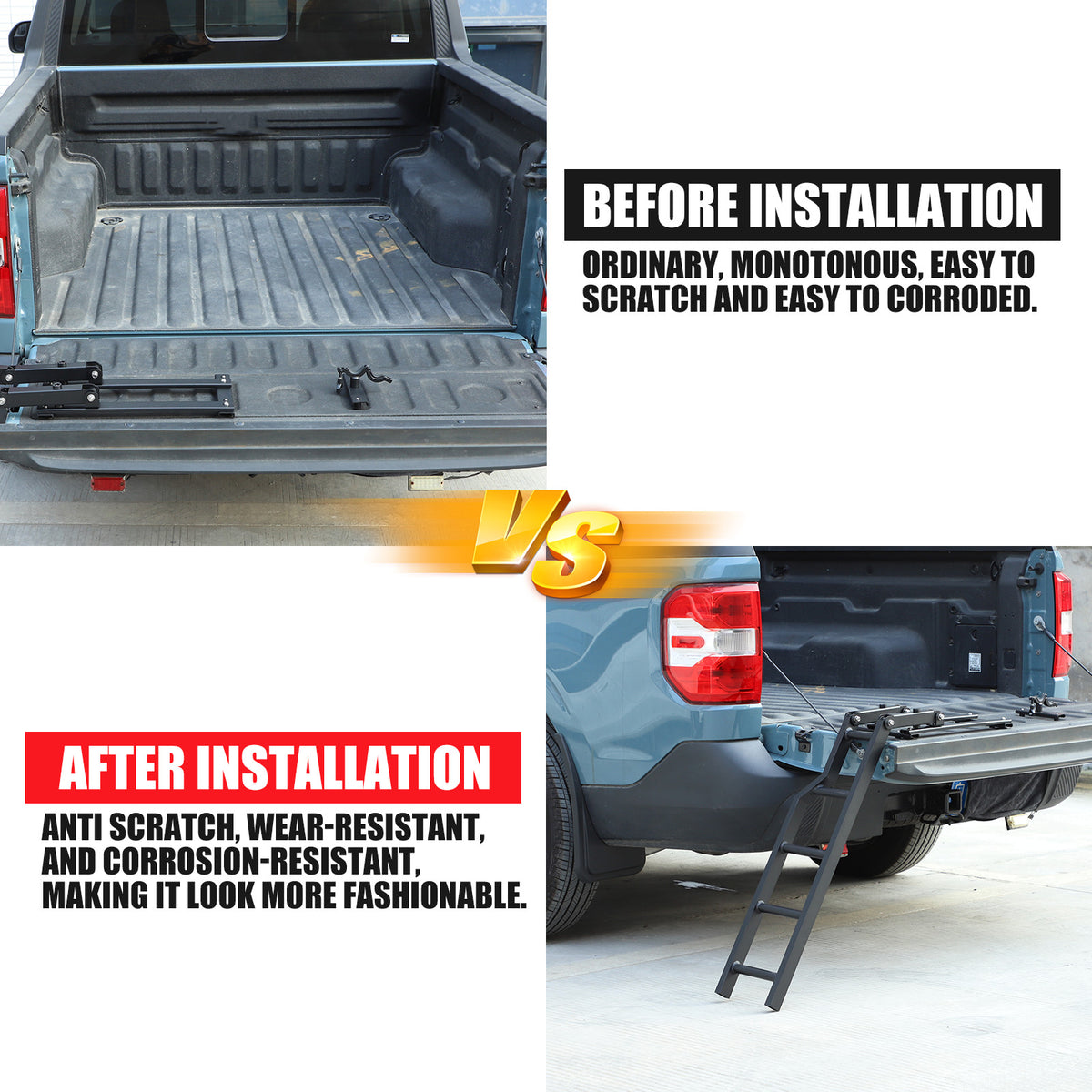 Pickup Truck Tailgate Ladder Foot Step Ladder For Ford Maverick 2022-2024 US 17