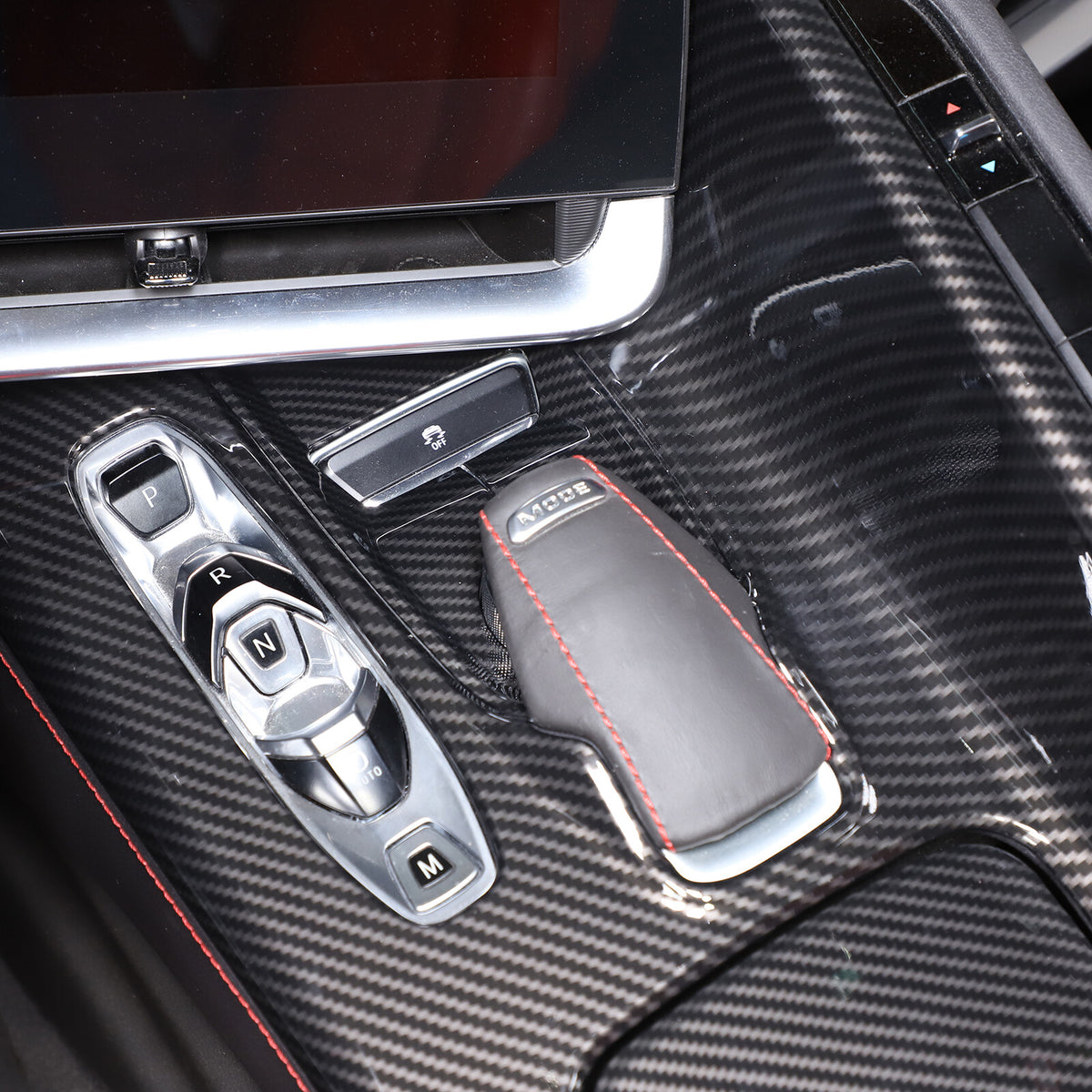ABS Carbon Fiber Center Console Frame Trim Cover Fit for Corvette C8 2020-25 US 12