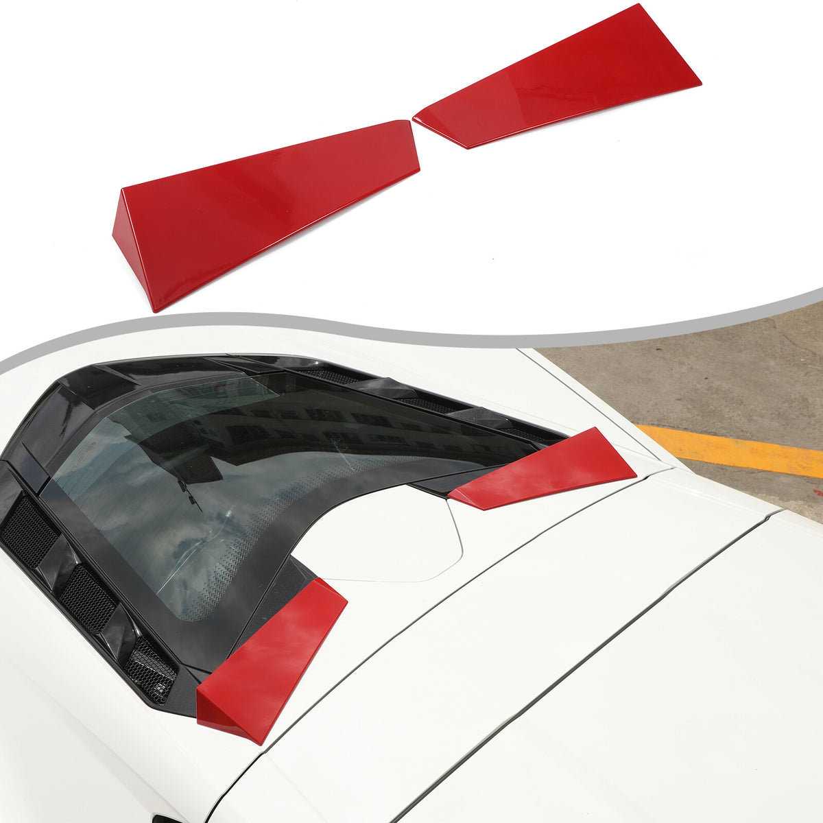 ABS Red Rear Windshield Spoiler Trim Strip For Corvette C8 Coupe 2020+ 12