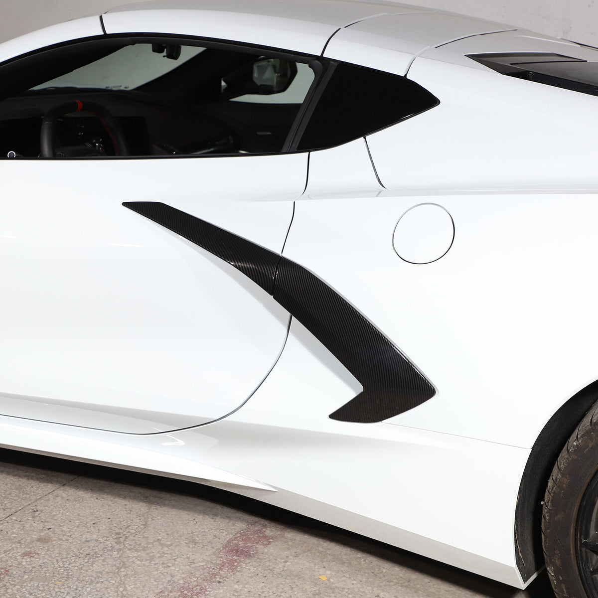 Carbon Pattern Fender Trim Door Handle + Rearview Mirror Cover For Corvette C8 12