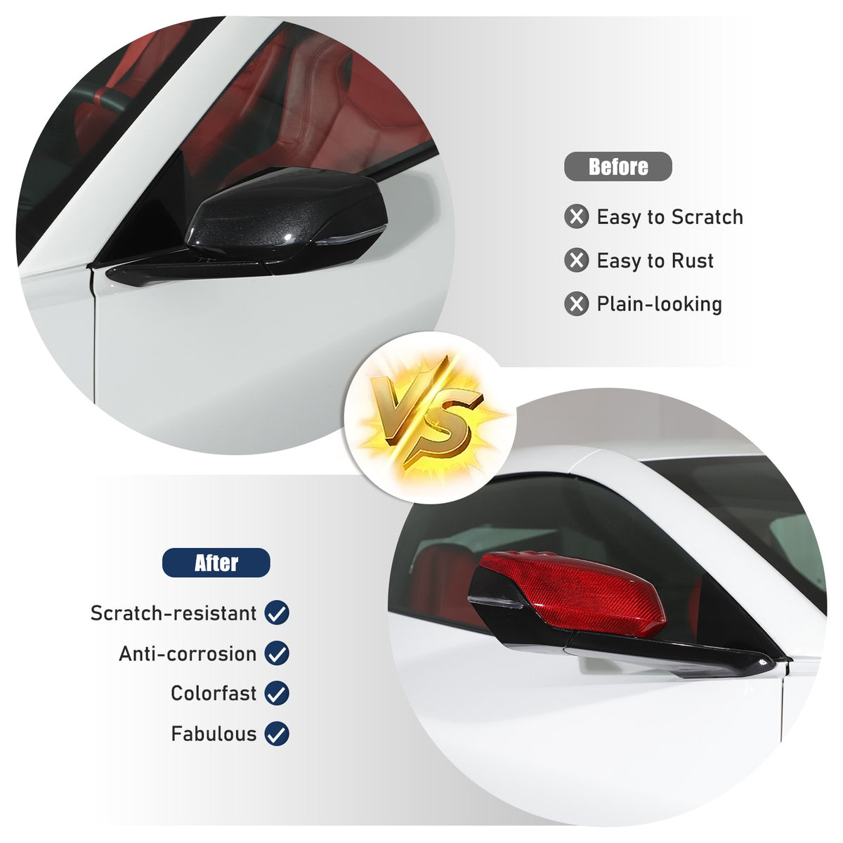 Red Real Carbon Fiber Side Mirror Cover Trim W/Air Vent For Corvette C8 2020+ 22