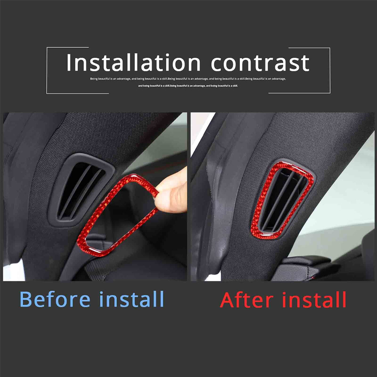 Red Soft Carbon Fiber Interior Decor Trim Kit Cover Set For Corvette C8 20-25 82