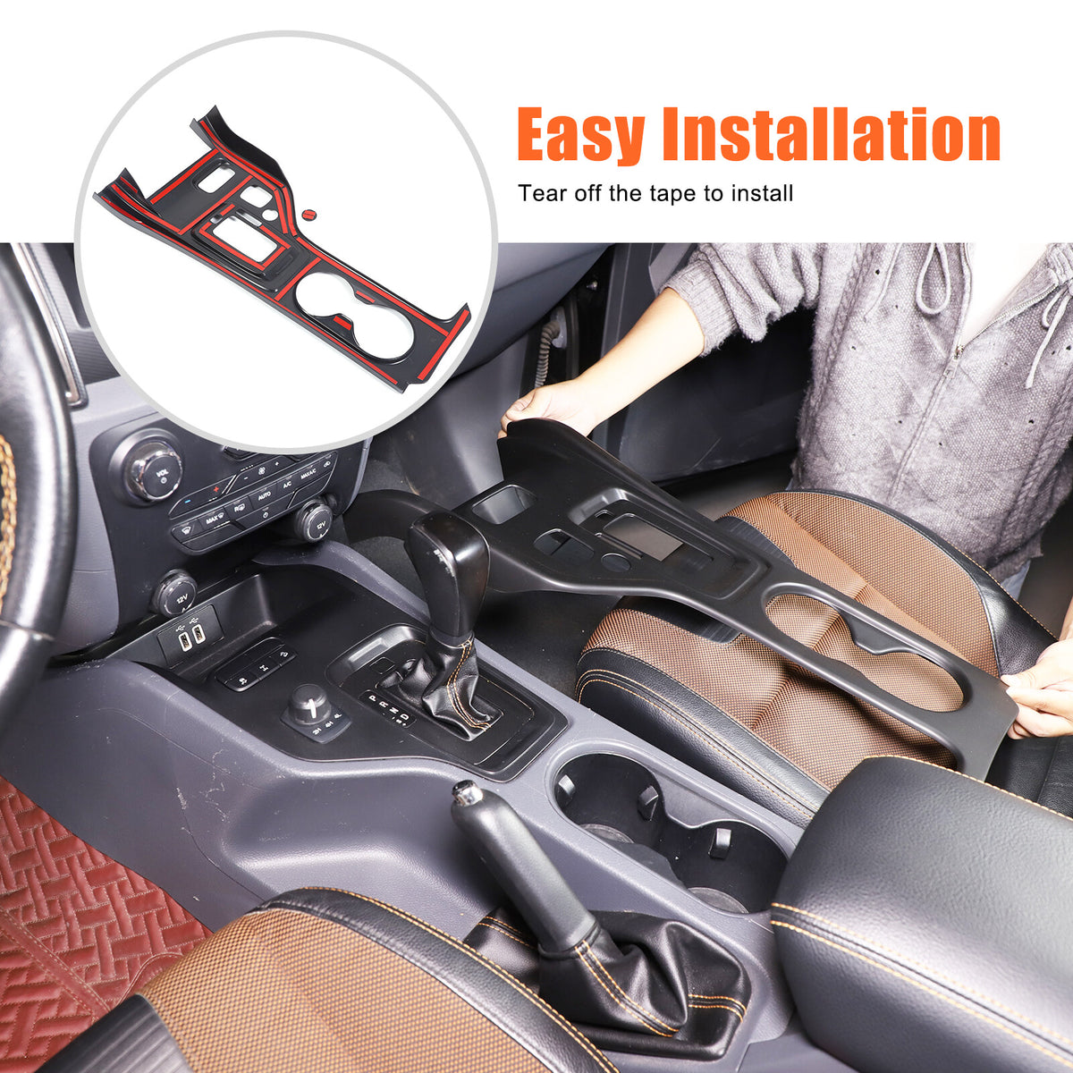 Carbon fiber color Button Gear Panel Cover For Ford Ranger 2015-2021 10