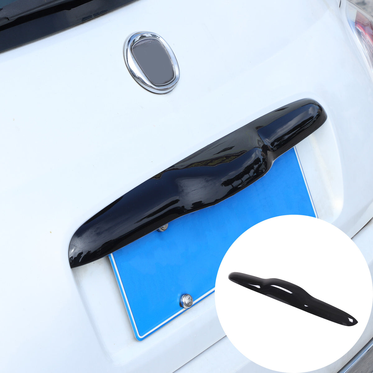 Glossy Black ABS Tailgate Trunk Handle Cover Trim For FIAT 500 2011-23 3
