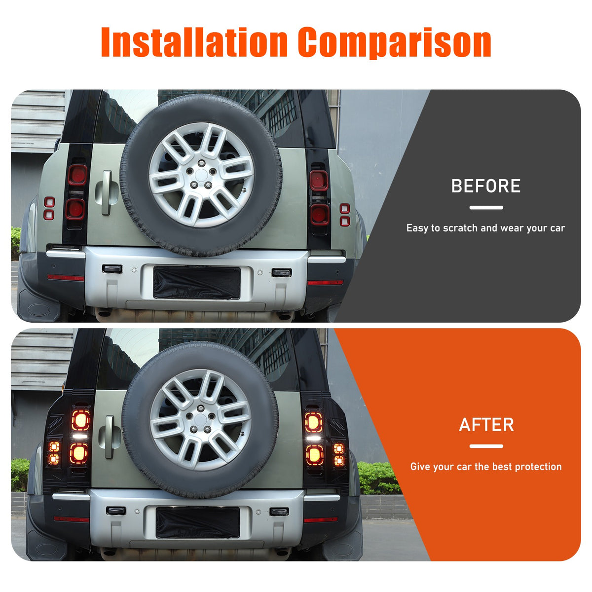 Mesh Piano Black ABS Taillight Protection Trim For LR Defender L663 2020-2025 US 18