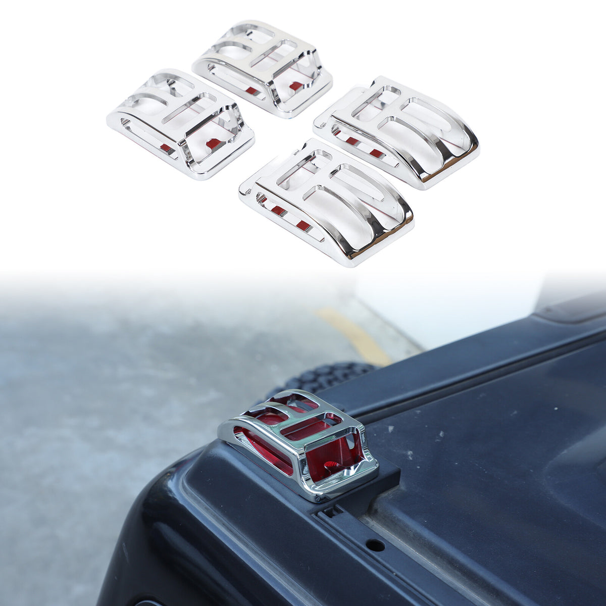 Chrome Billet Top Corner Marker Light Guards Cages For Hummer H2 2003-2010 9