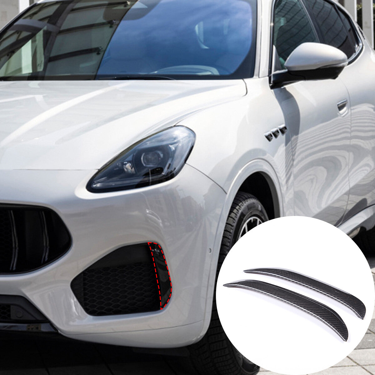 Real Carbon Fiber Front Fog Light Trim Strip Cover For Maserati Grecale 2022-23 3