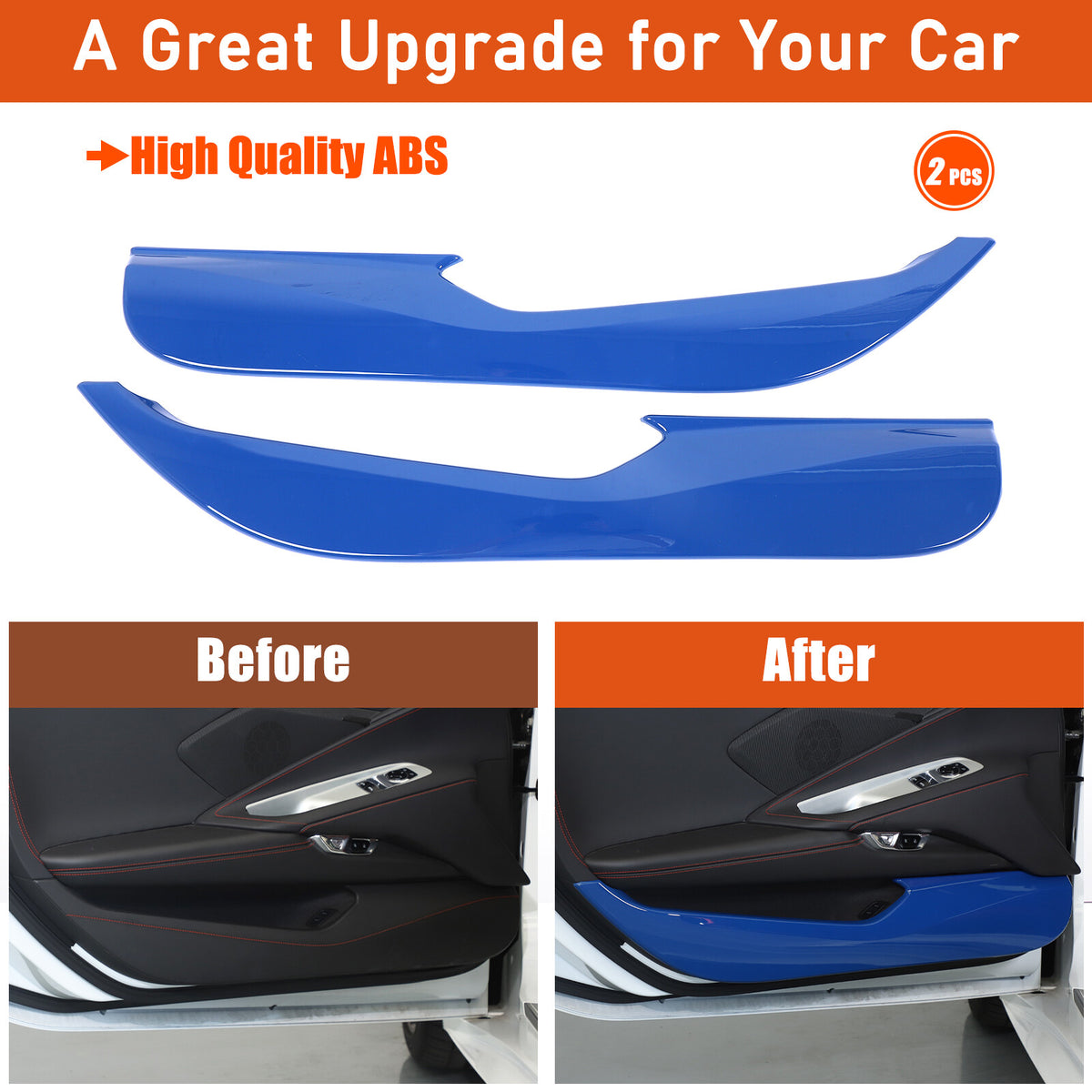 Blue ABS Inner Door Anti-Kick Panel Cover Trim For Corvette C8 2020-26 22