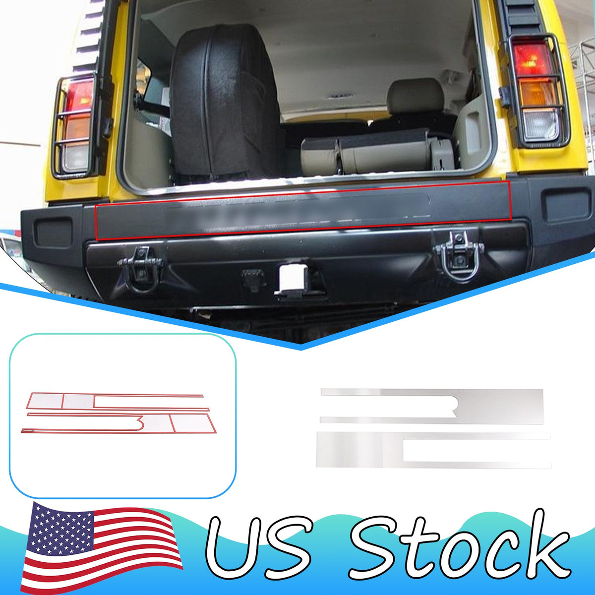 Rear Bumper Panel Trim For Hummer H2 2003-2009 (Without Spare Tire Style) 1