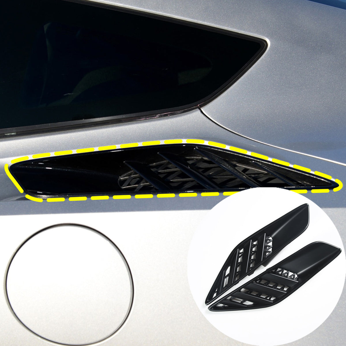 Matte Black ABS Fender Air Vent Outlet Trim For Corvette C7 2014-2019 3