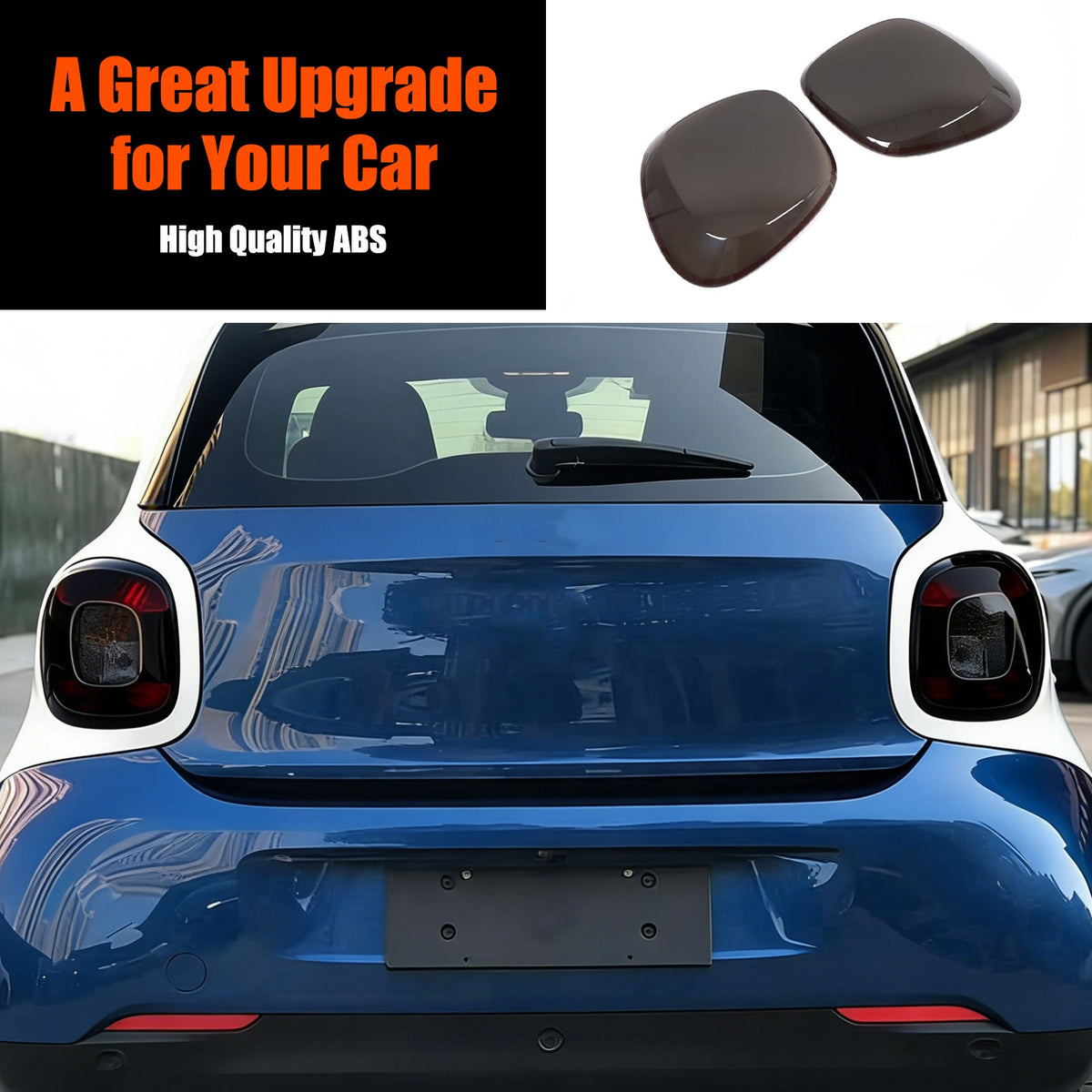 Smoked Black ABS Tail Light Smoke Housing Cover Trim For Benz Smart Fortwo 16-19 16
