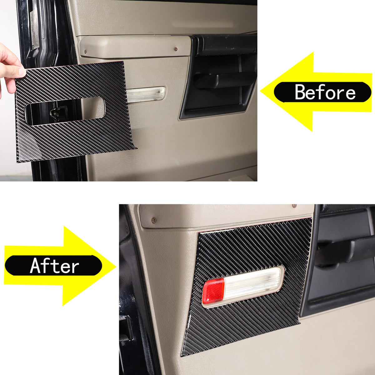 Carbon fiber Door Welcome Lights Panel Trim Sticker For Hummer H2 03-07 7